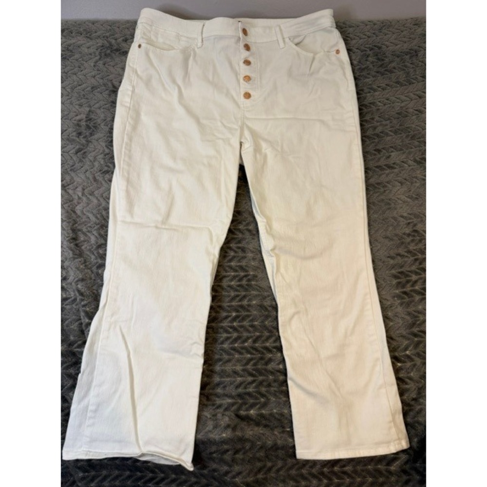 Talbots Demi Boot Ankle Jeans Womens Size 18 White High Rise Button Fly 0162